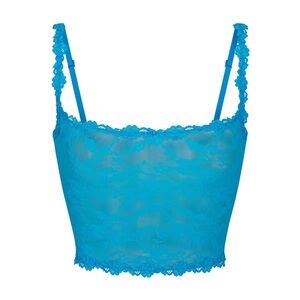 SKIMS stretch lace crop cami Mykonos blue S Small